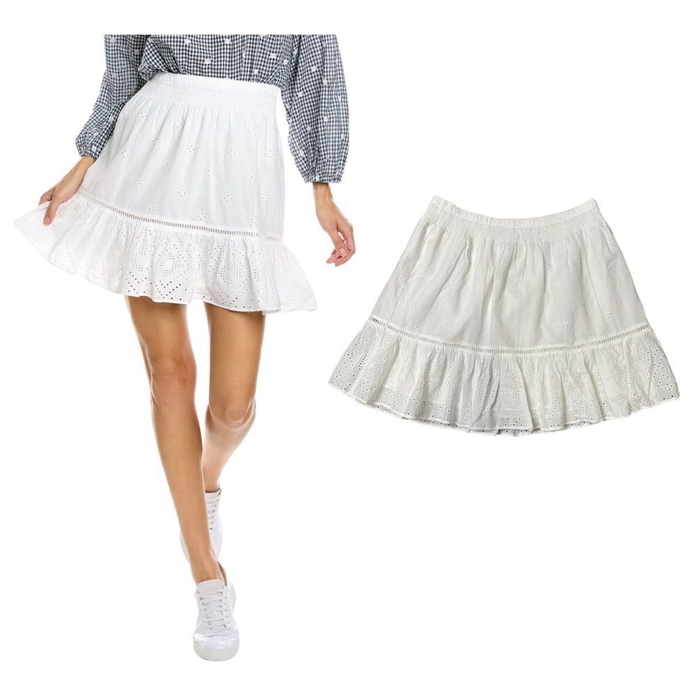 Madewell White Eyelet Ruffle Mini Skirt